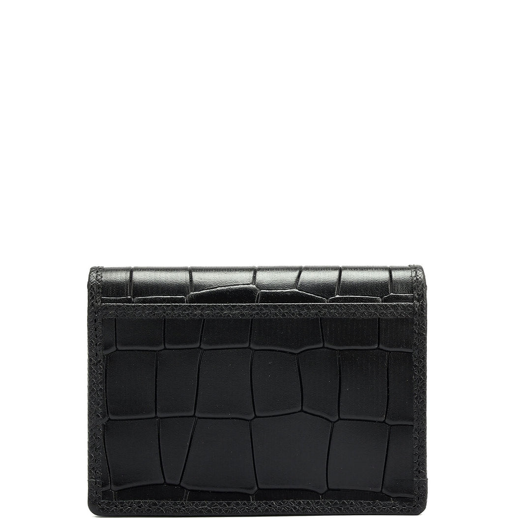 4 Slots Leather Card Case - Black