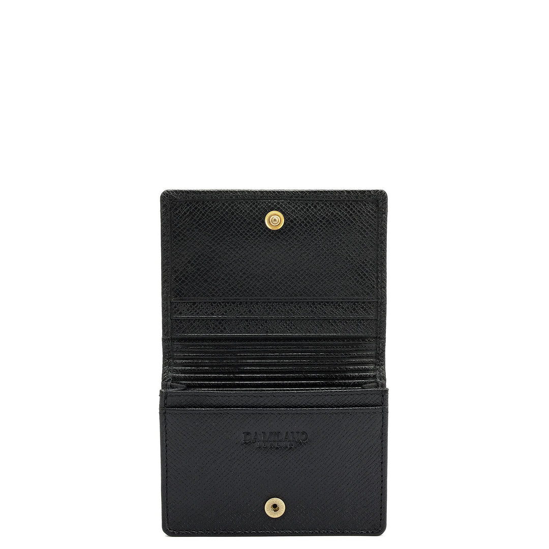 4 Slots Leather Card Case - Black
