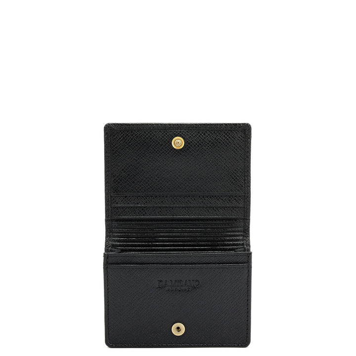 4 Slots Leather Card Case - Black