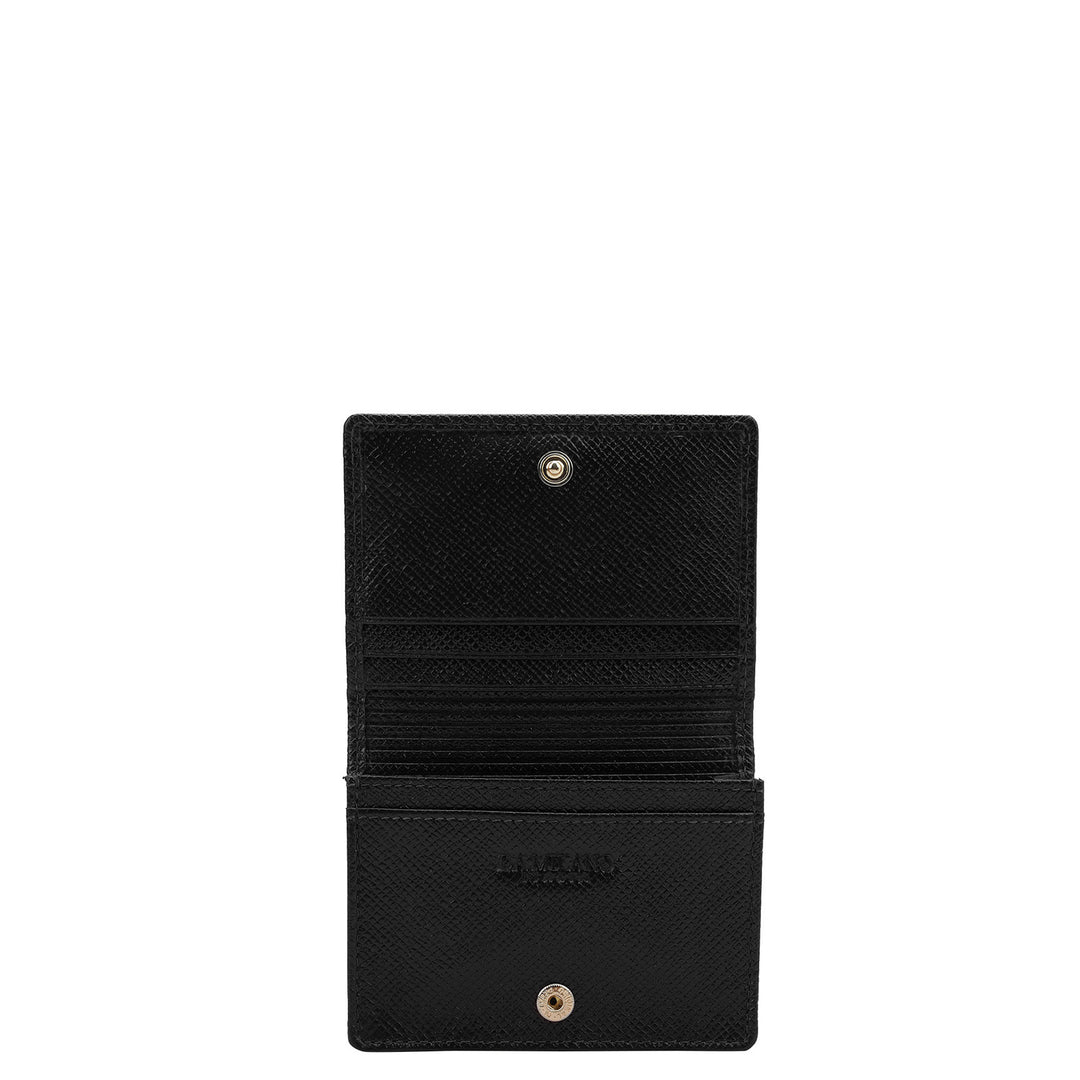 Croco Leather Card Case - Black