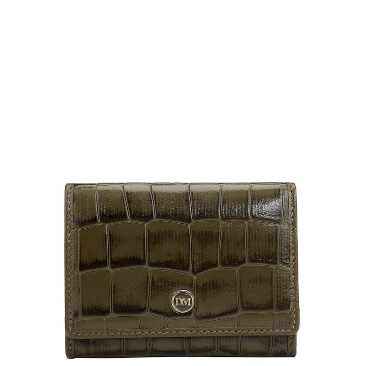 3 Slots Leather Card Case - Military Green
