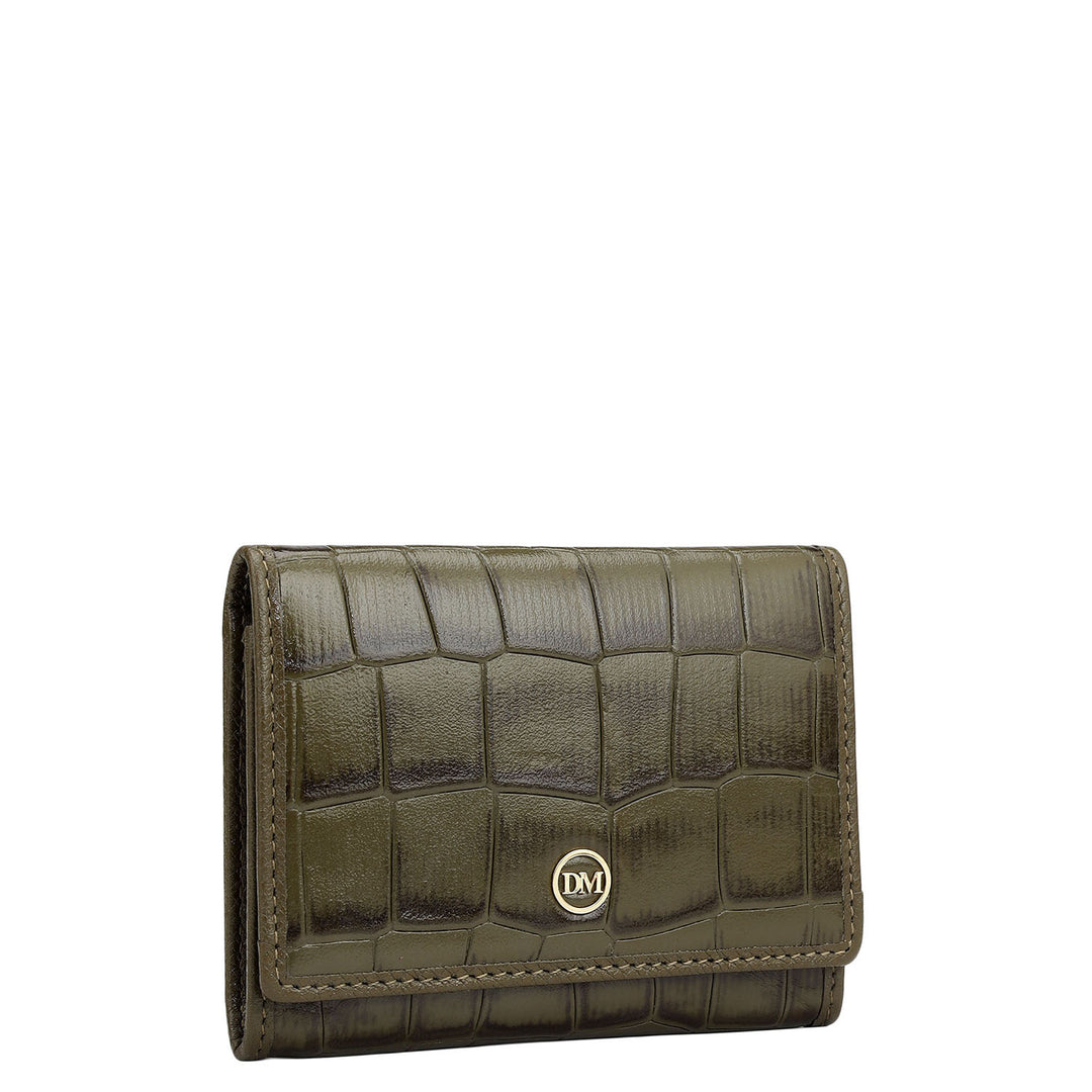 3 Slots Leather Card Case - Military Green