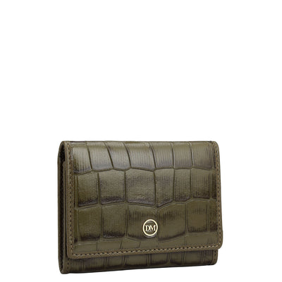 3 Slots Leather Card Case - Military Green