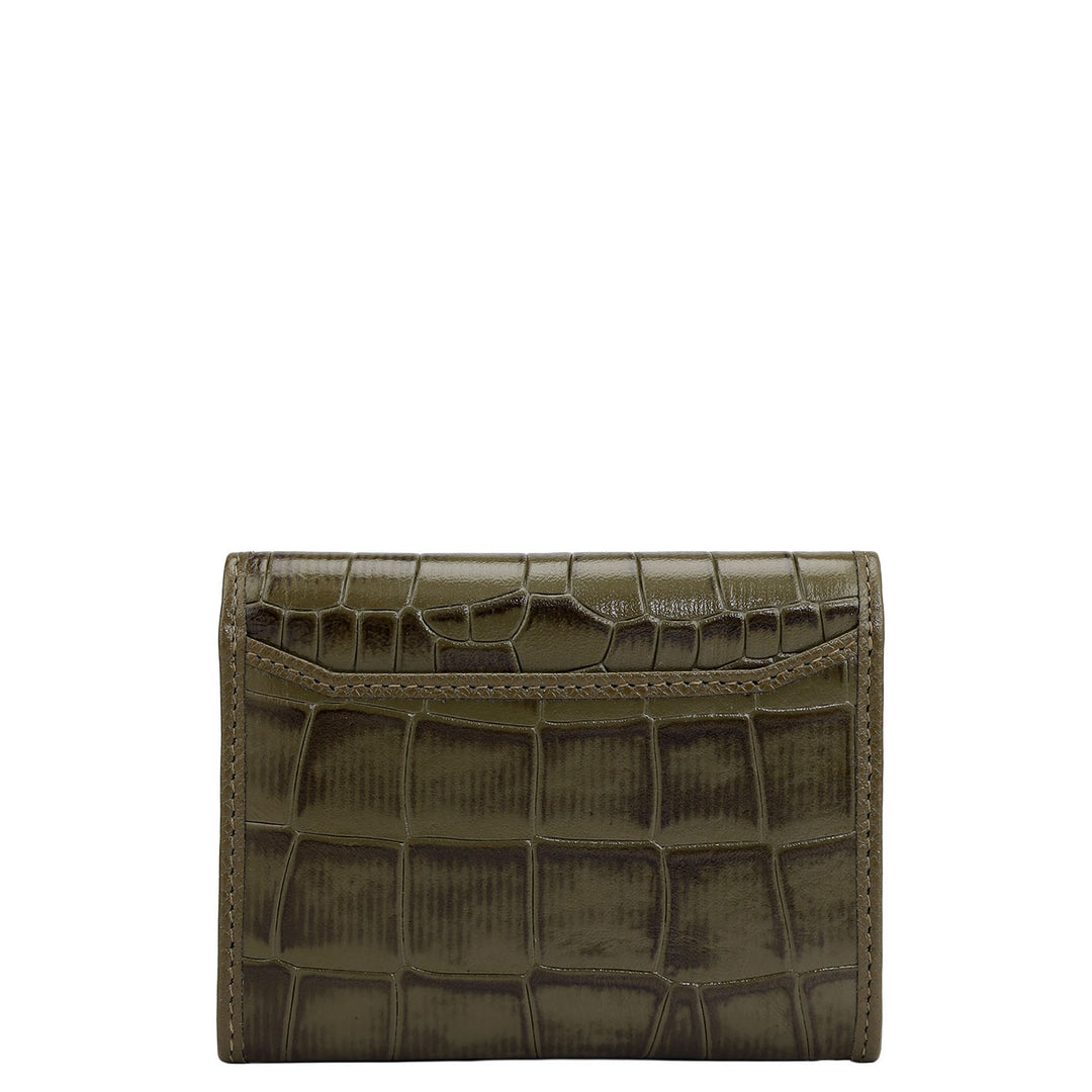 3 Slots Leather Card Case - Military Green