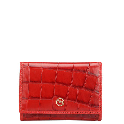 Croco Leather Card Case - Red
