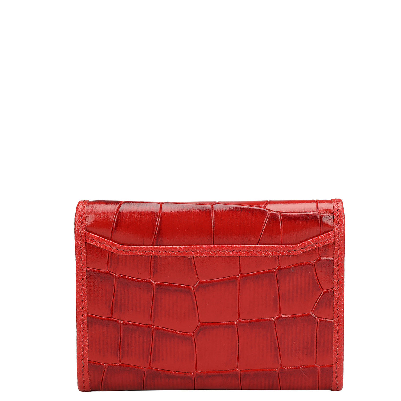 Croco Leather Card Case - Red