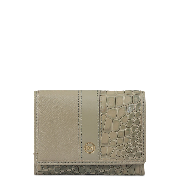 3 Slots Leather Card Case - Stone Grey