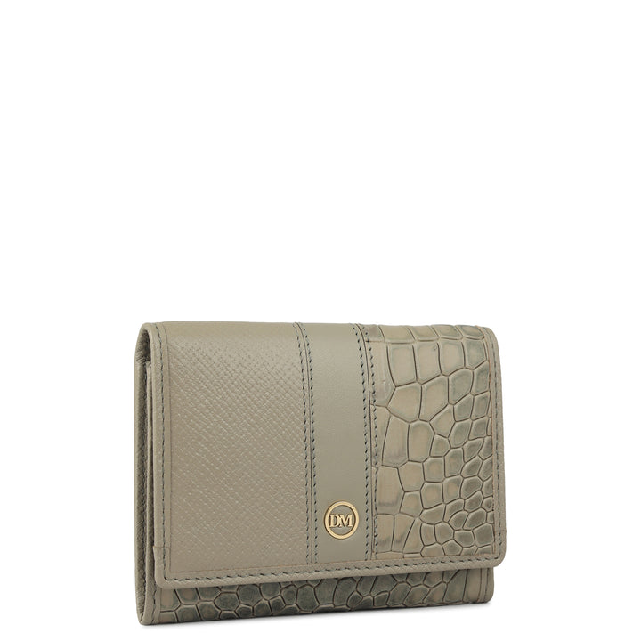3 Slots Leather Card Case - Stone Grey