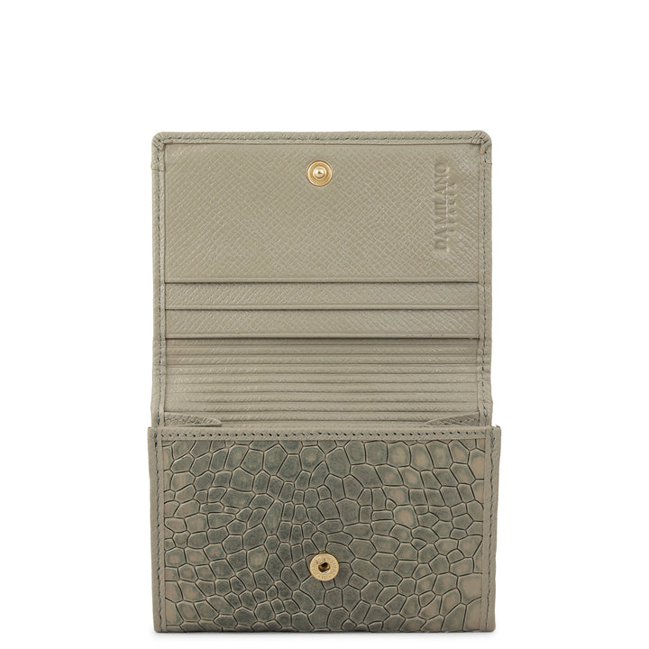 3 Slots Leather Card Case - Stone Grey