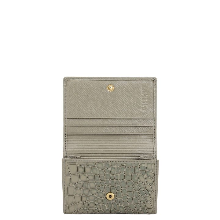 3 Slots Leather Card Case - Stone Grey