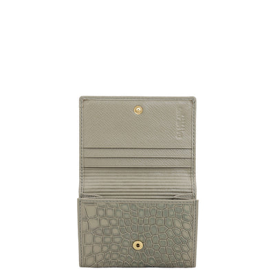 3 Slots Leather Card Case - Stone Grey