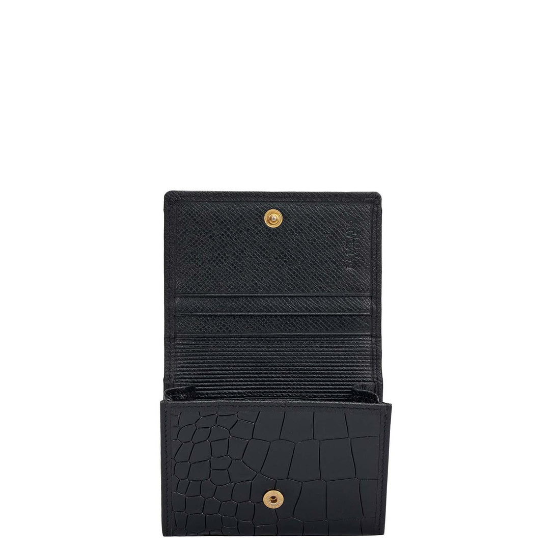 4 Slots Leather Card Case - Black
