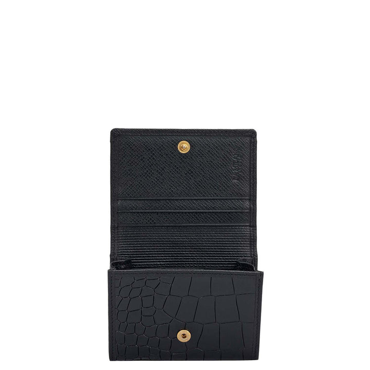 4 Slots Leather Card Case - Black
