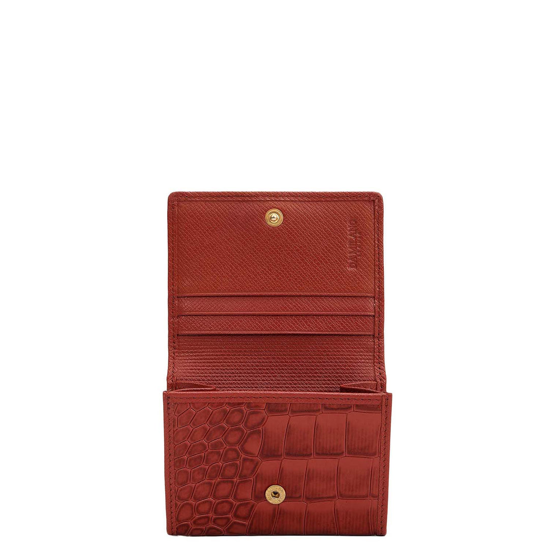 4 Slots Leather Card Case - Brick