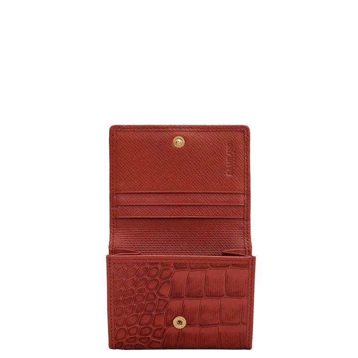 4 Slots Leather Card Case - Brick
