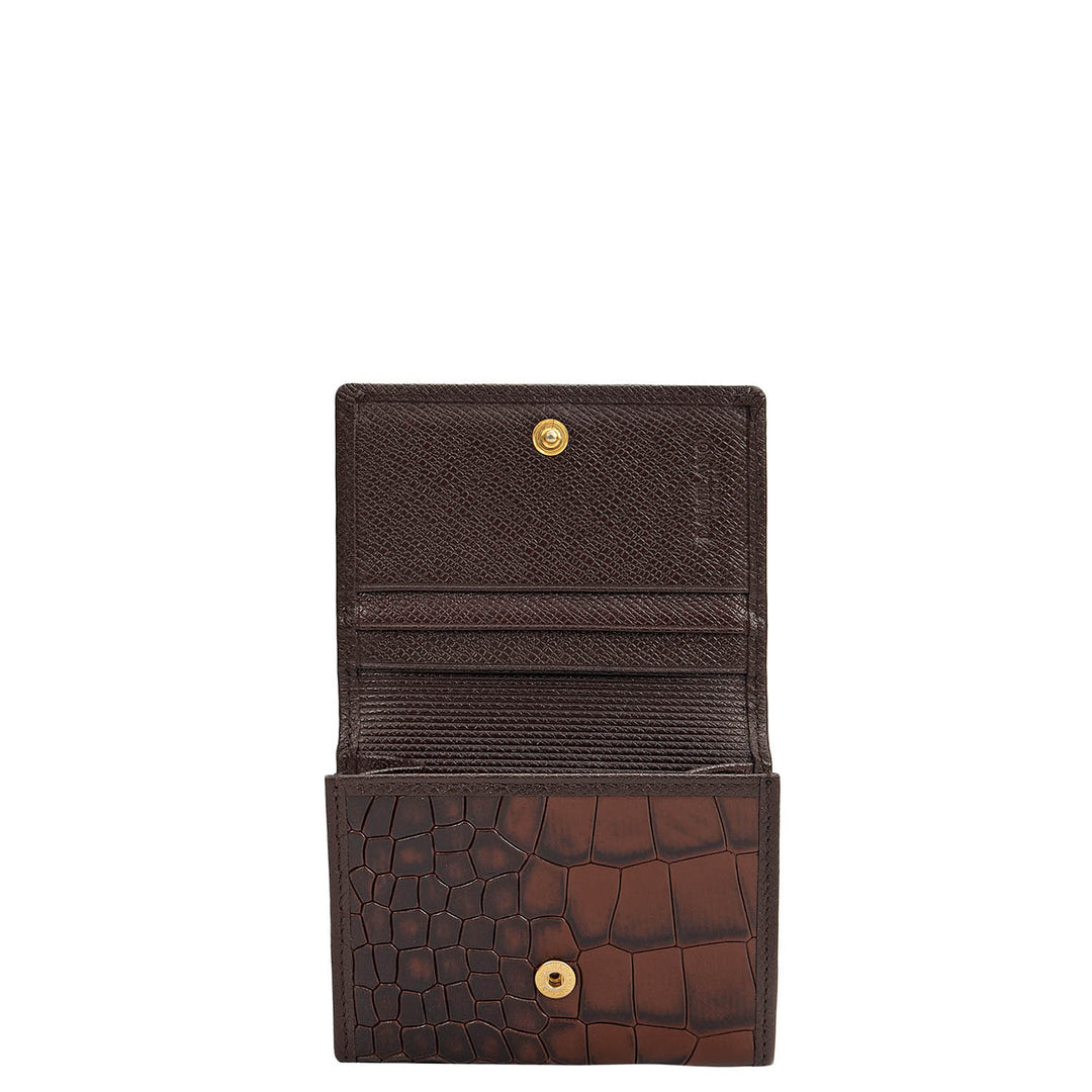 4 Slots Leather Card Case - Brown