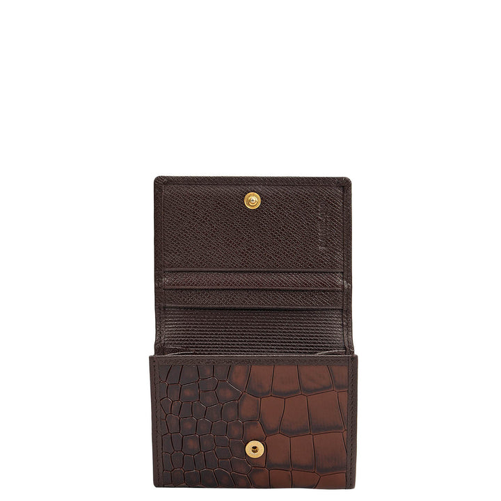 4 Slots Leather Card Case - Brown