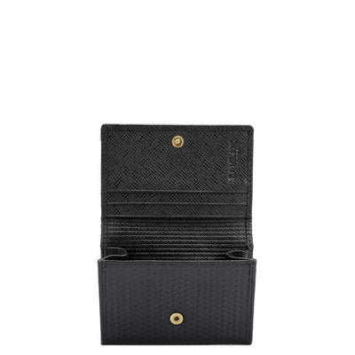 4 Slots Leather Card Case - Black