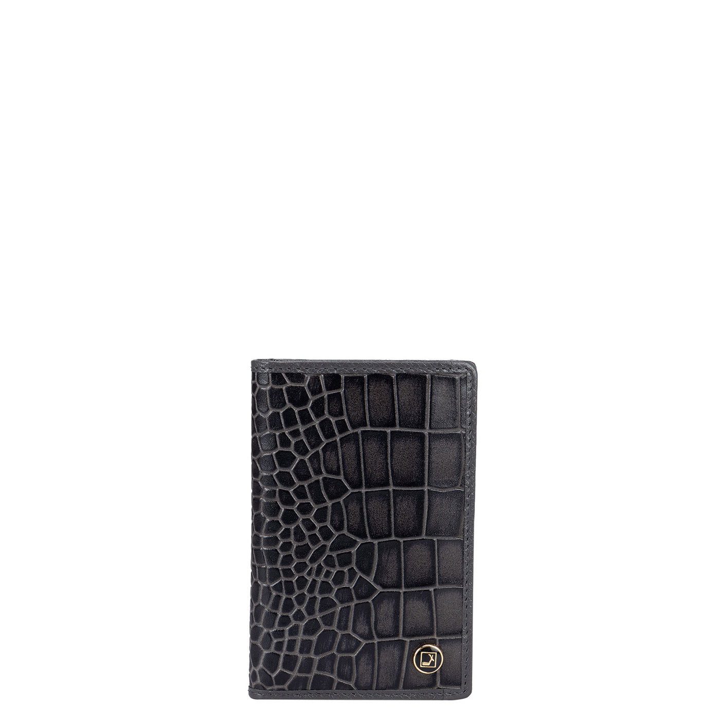 Croco Leather Card Case - Grey
