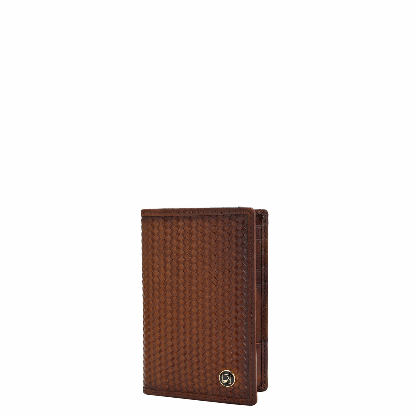 Mat Emboss Leather Card Case - Cognac
