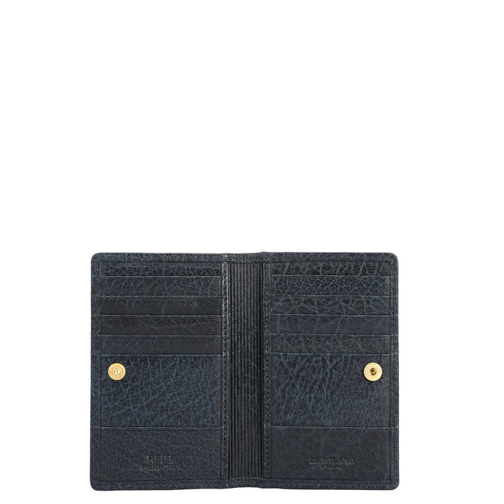 Multi Slot Leather Card Case - Navy