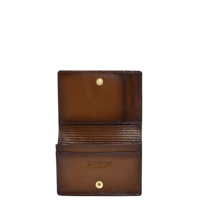 4 Slots Leather Card Case - Cognac