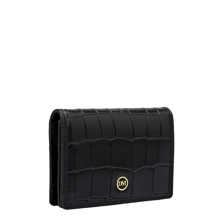 Croco Leather Card Case - Black