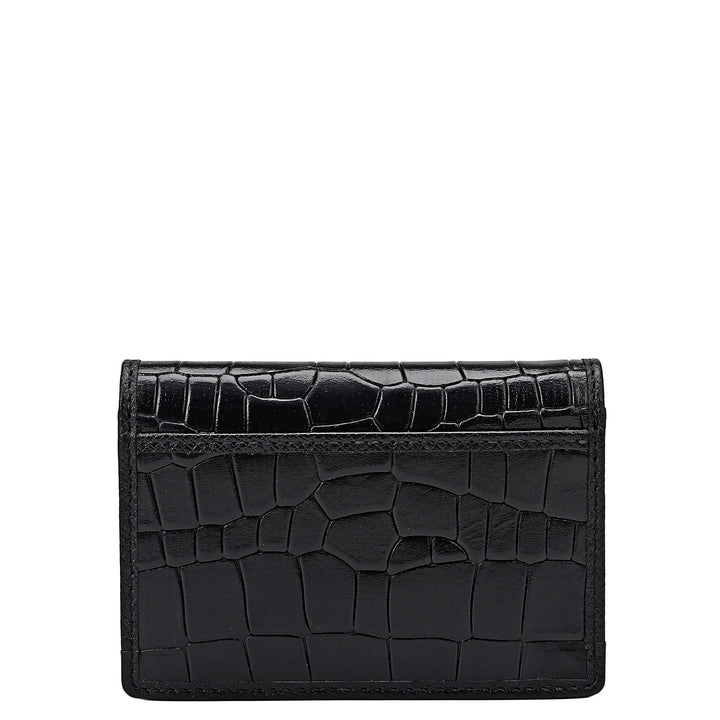 Croco Leather Card Case - Black