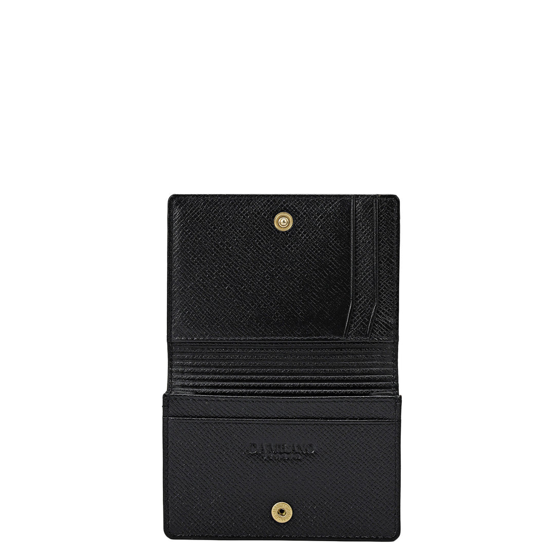 Croco Leather Card Case - Black