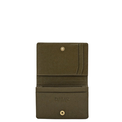 Croco Leather Card Case - Military Green
