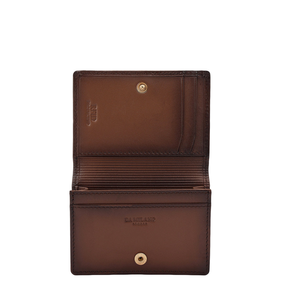 4 Slots Leather Card Case - Cognac