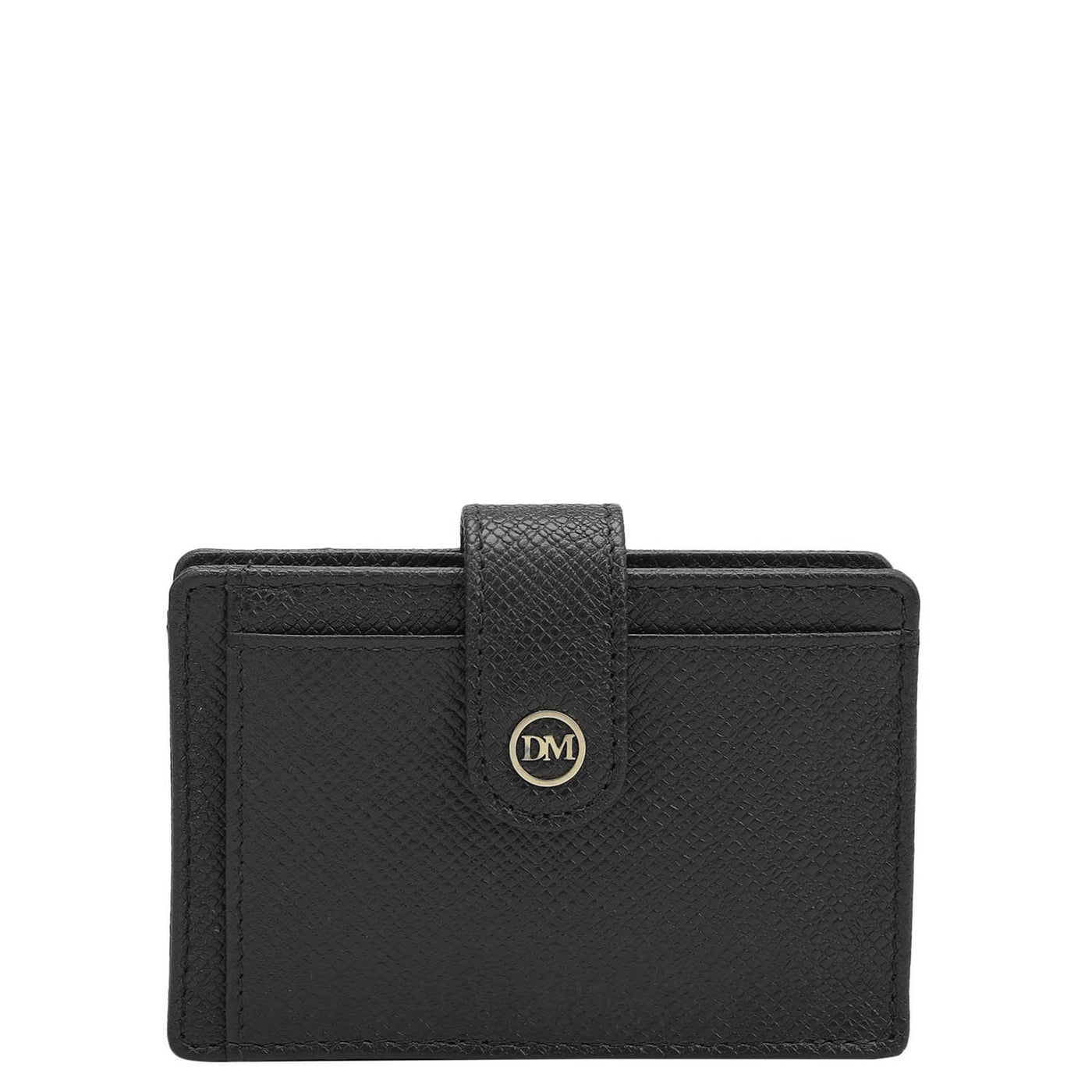 2 Slots Leather Card Case - Black