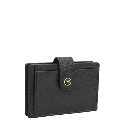 2 Slots Leather Card Case - Black