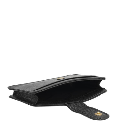 2 Slots Leather Card Case - Black