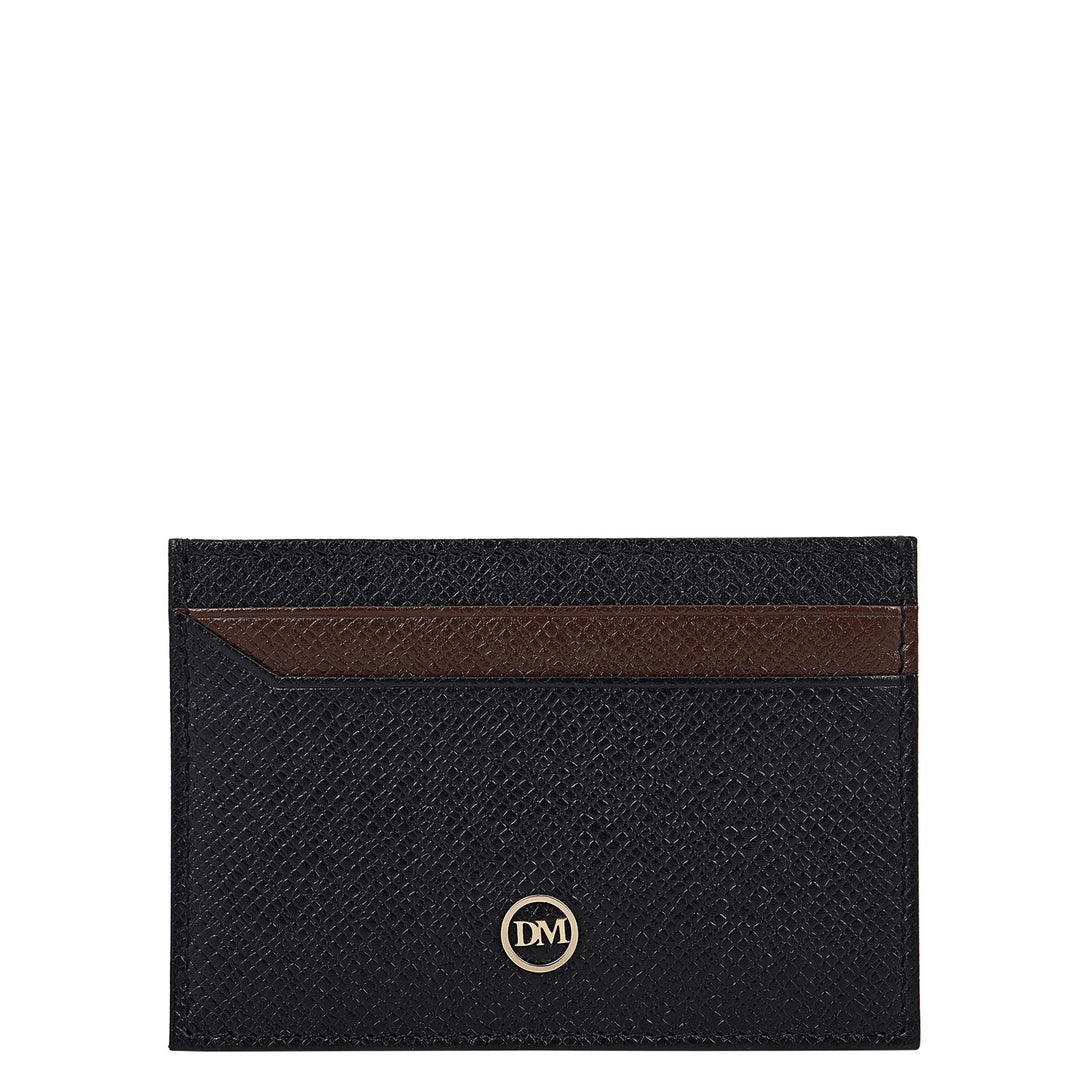 4 Slots Saffiano Leather Card Case - Black