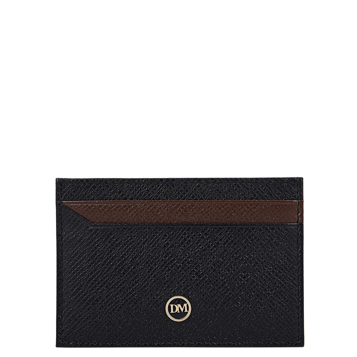 4 Slots Saffiano Leather Card Case - Black