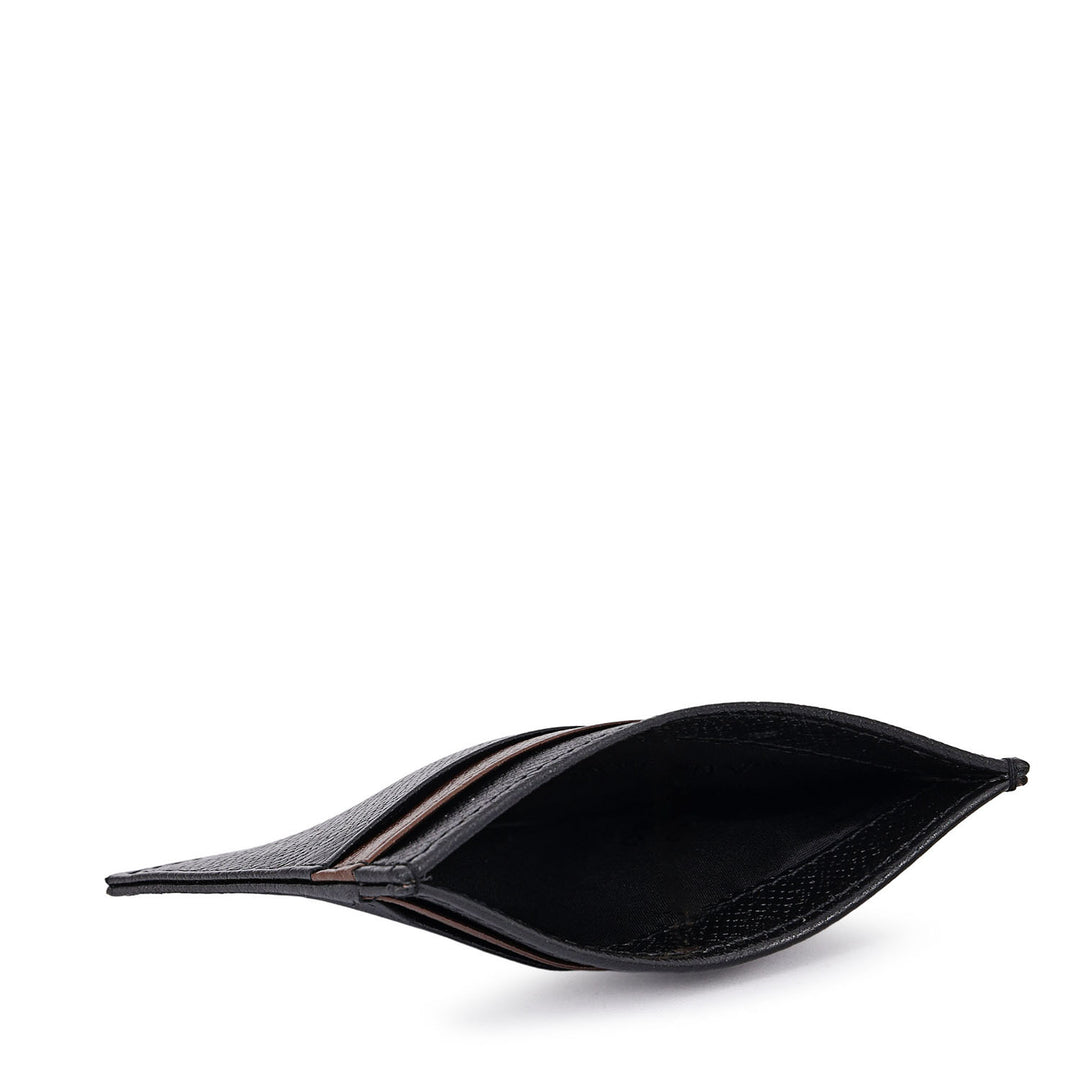 4 Slots Saffiano Leather Card Case - Black