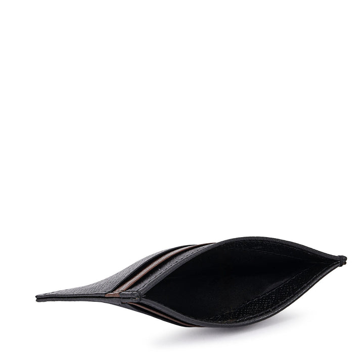 4 Slots Saffiano Leather Card Case - Black