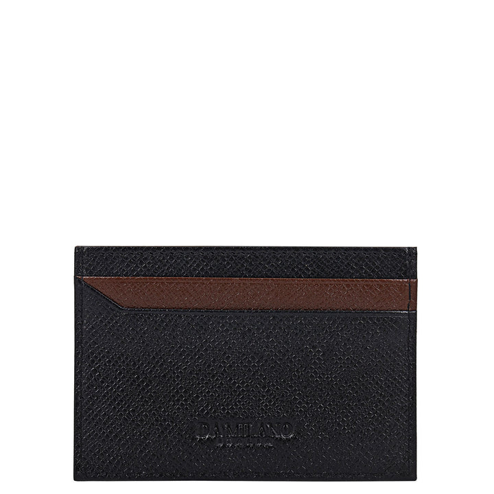 4 Slots Saffiano Leather Card Case - Black