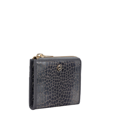 Croco Leather Card Case - Grey