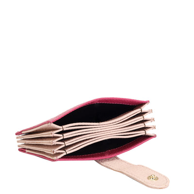 Wax Leather Card Case - Magenta