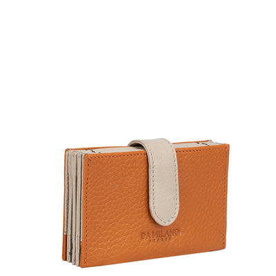 Wax Leather Card Case - Orange