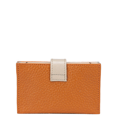 Wax Leather Card Case - Orange