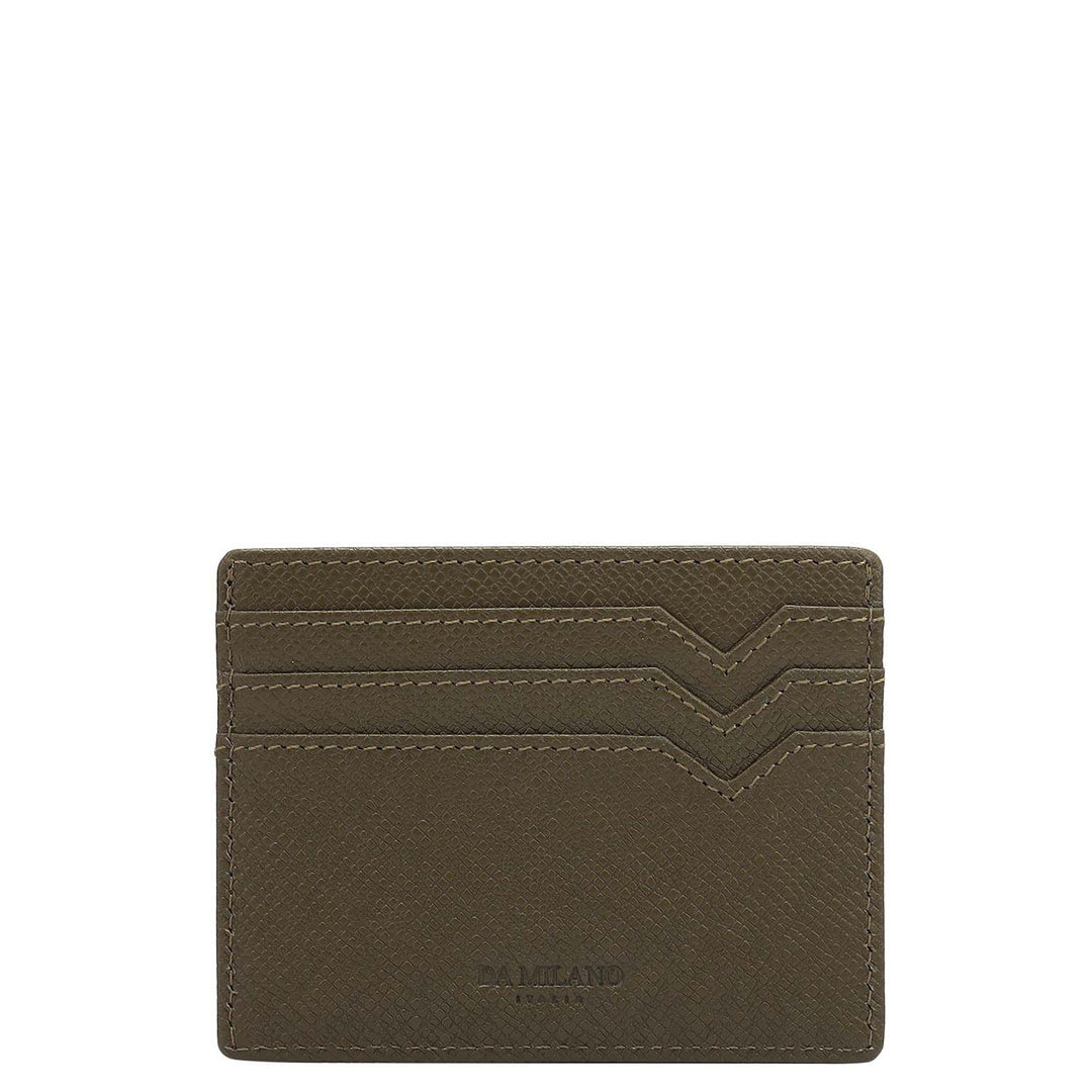 6 Slots Leather Card Case - Military Green