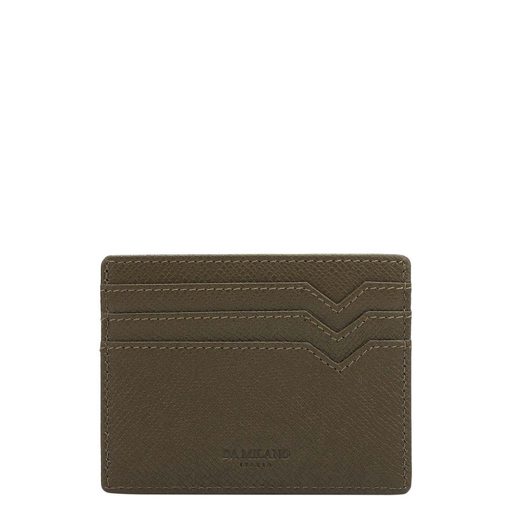 6 Slots Leather Card Case - Military Green
