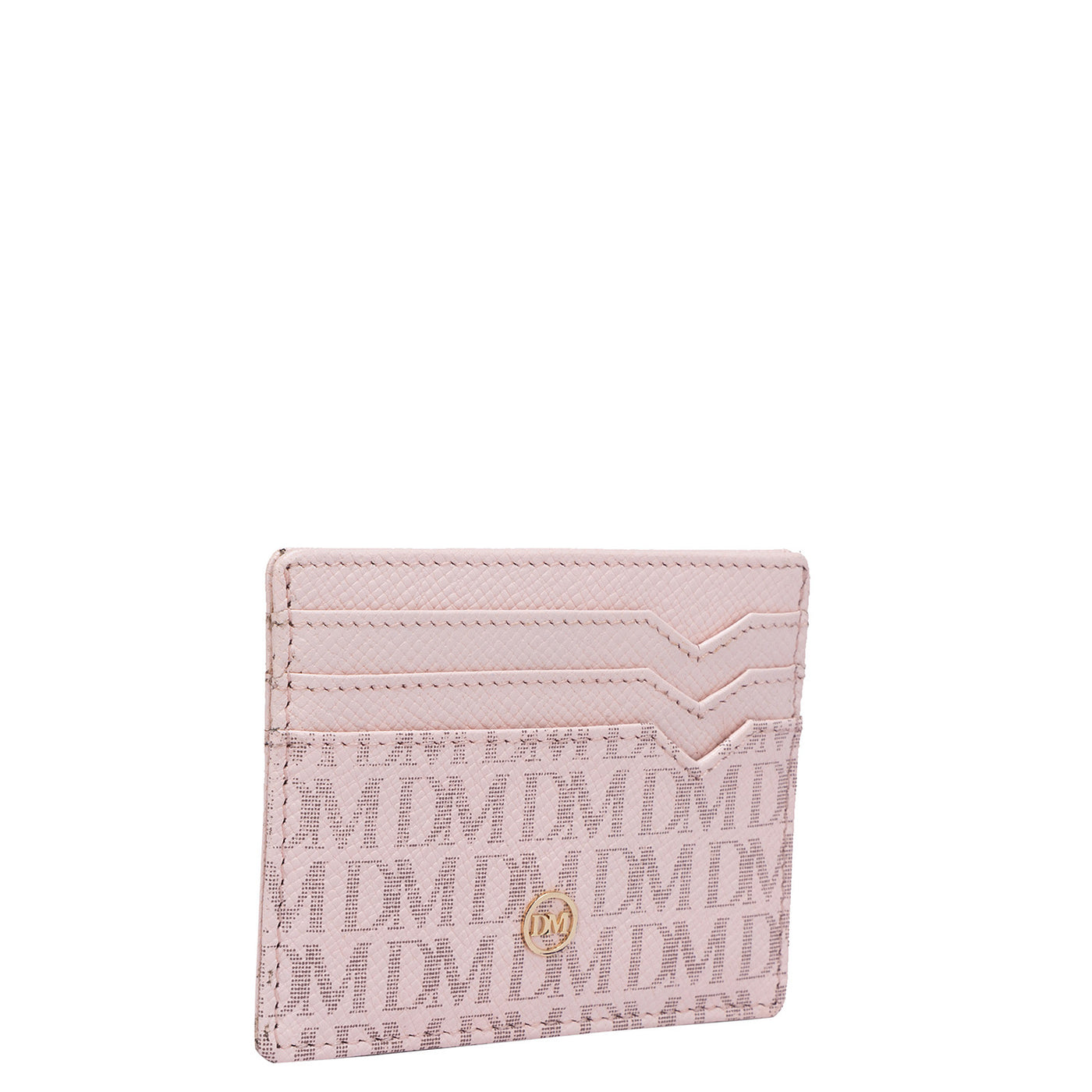 Franzy Monogram Leather Card Case - Blush