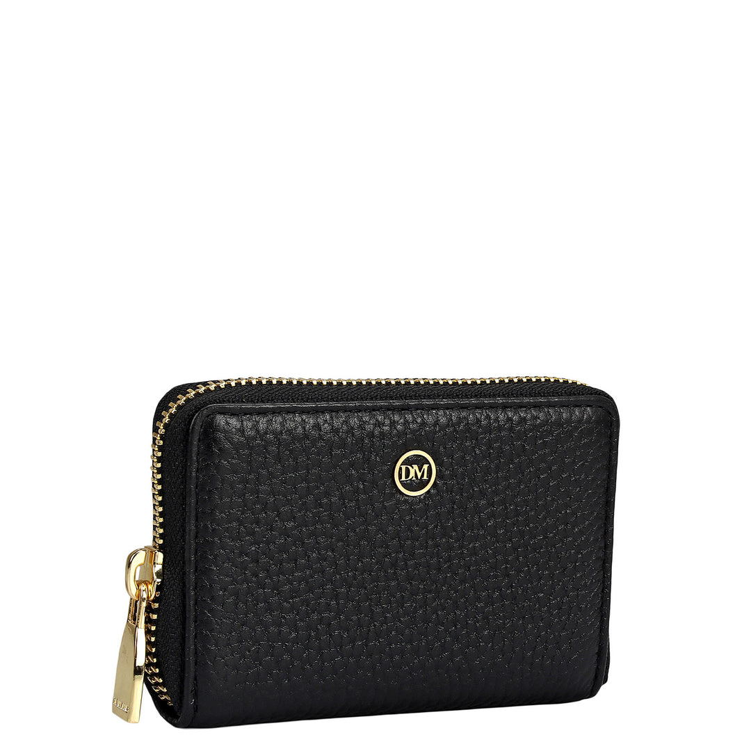 6 Slots Wax Leather Card Case - Black