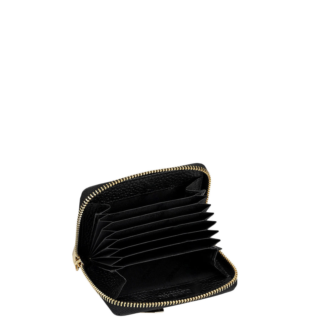 6 Slots Wax Leather Card Case - Black