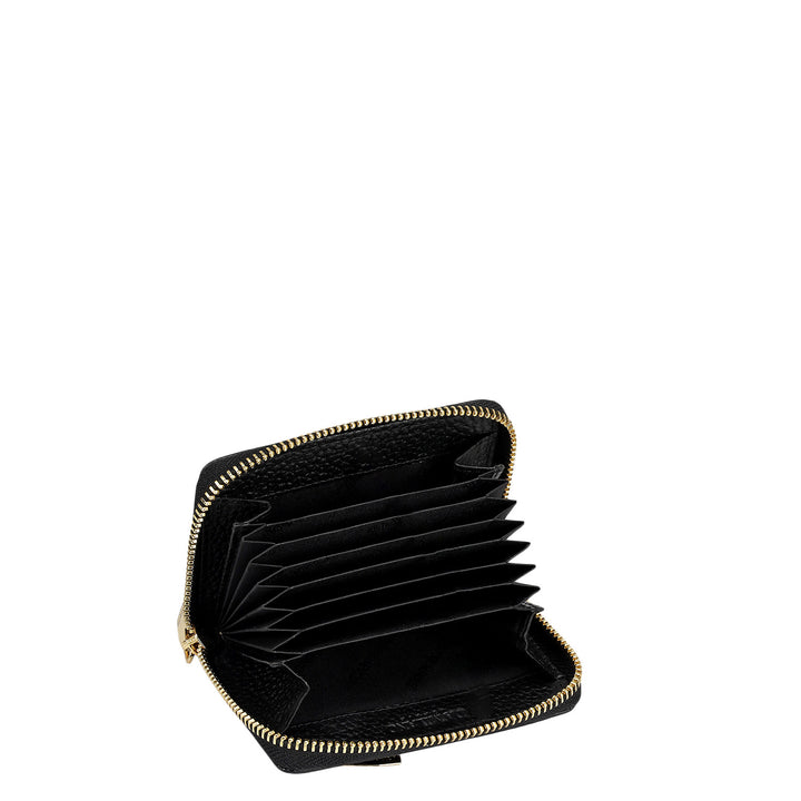 6 Slots Wax Leather Card Case - Black