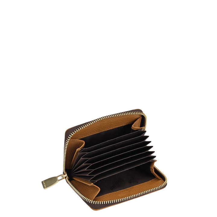 6 Slots Wax Leather Card Case - Caramel